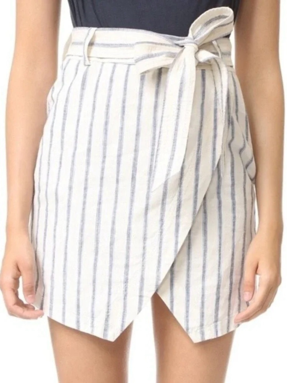 Madewell Striped Linen Blend Tie-Waist Skirt Size 4